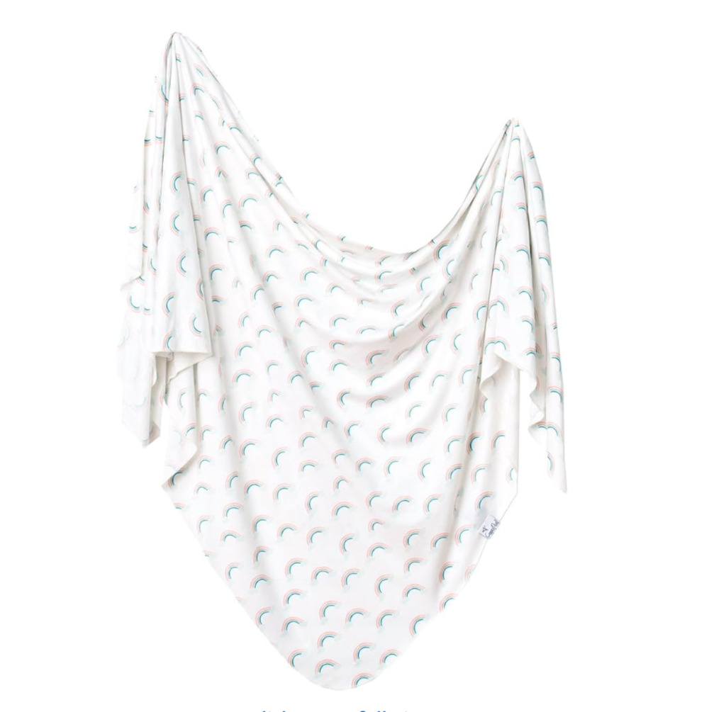 Copper Pearl Baby Swaddle, Receiving Blanket 46” x 46”, Rainbows Daydream